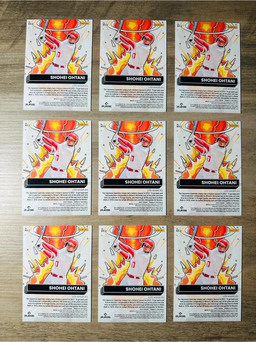 Shohei Ohtani Lot Of (9) 2022 Panini Bomb Squad 219/249 Novelty Baseball Cards. - Picture 3 of 3